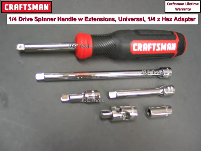 CRAFTSMAN 1/4 Drive Spinner Extension Bar Set w Bonus 1/4 Universal 4