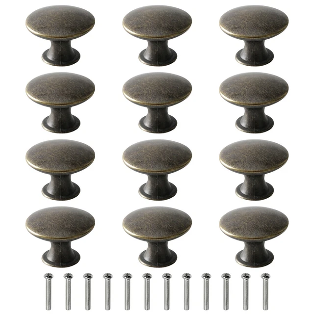 Antique Bronze Boutons Tiroir Porte Simple Poignée en Alliage de Zinc 12 Pièces