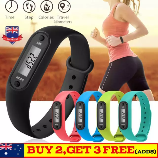 Fitness Tracker LCD Digital Pedometer Walking Step Calorie Counter Wrist Watch.