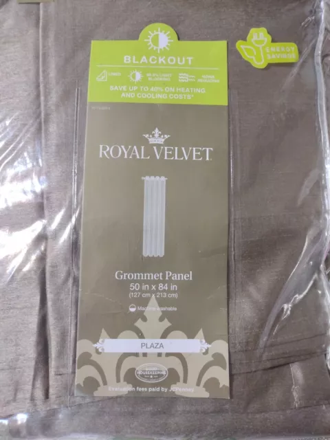 Royal Velvet Smokey Taupe, Plaza Grommet Blackout Panel 50" x 84" NWT