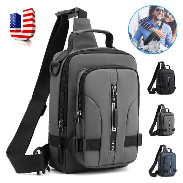 Men's Sling Crossbody Bag Anti-theft Chest Shoulder Messenger Backpack USB Port
