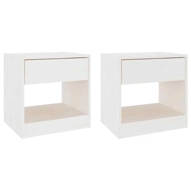AX 2 Comodini Armadietti Rustico Bianco 40x31x40cm Mobiletti Eleganti New 808066