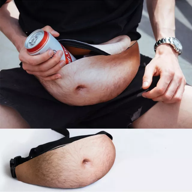 3D Belly Waist Bag PU Novelty Men Women Dad Bod Waist Bags Large