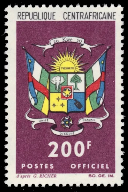 CENTRAL AFRICAN REPUBLIC O10 - Coat of Arms "Official Postage" (pb81504)