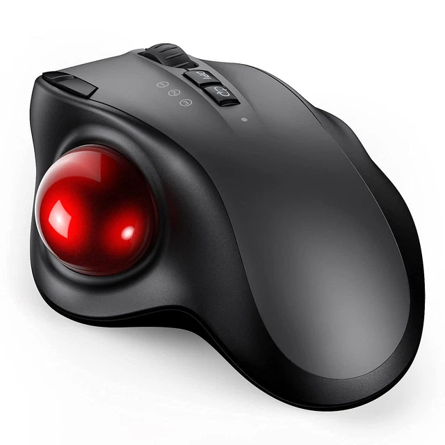 Wireless Trackball Mouse, USB & Bluetooth Rollerball Mouse, Easy Thu...