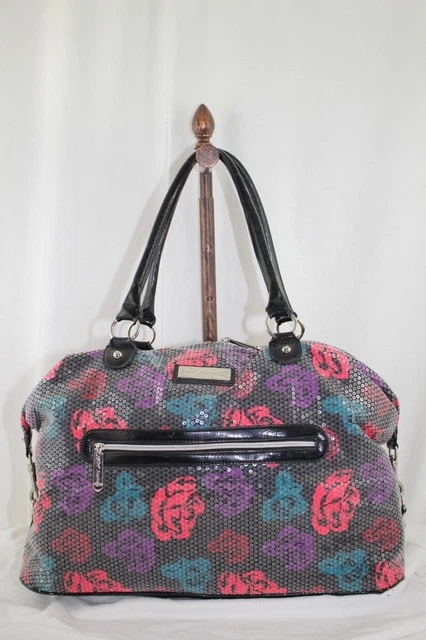 BETSEY JOHNSON WEEKENDER Travel Duffle Bag in Sequin Black Floral
