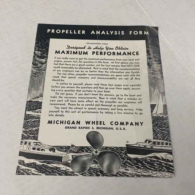 VINTAGE MICHIGAN WHEEL CO Propeller Analysis Form