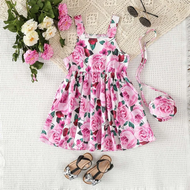 Toddler Kids Baby Girls Daisy Slip Dress Floral Toddler Cold Shoulder Dress