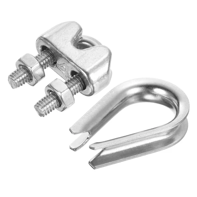 5/32" Wire Rope Kit, 20 Pack M4 Stainless Steel Thimbles & Clamps for Wire Rope