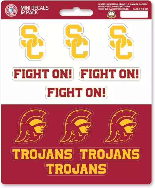 University of Southern California USC Trojans 12-Piece Mini Decal Sticker...