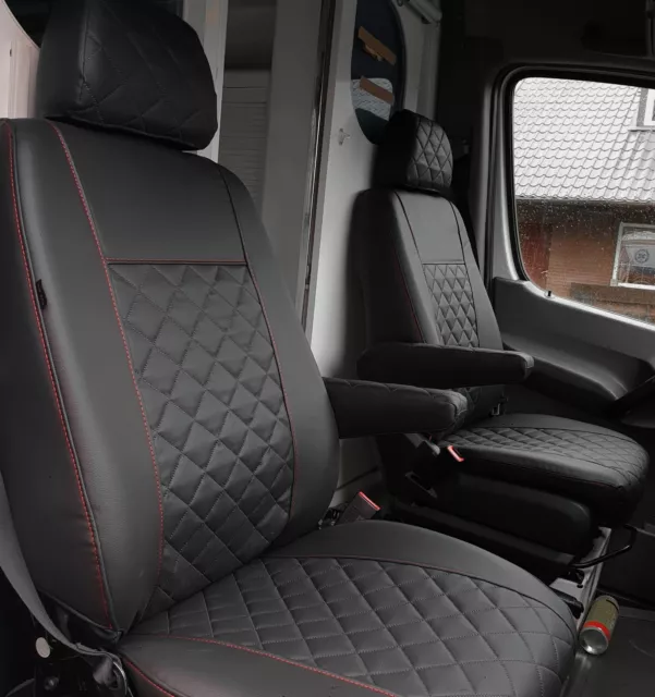 Sitzbezüge nach Maß Robust Angepasst Premium Rote Nähte für Ford Tourneo Custom