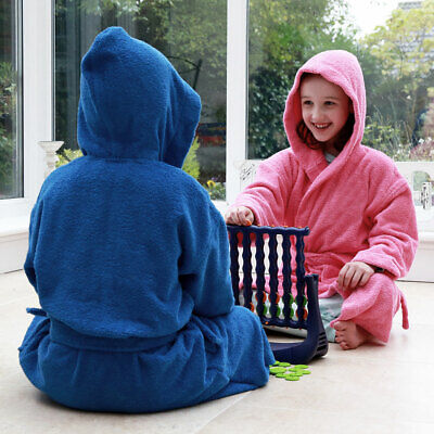 Kids 100% Egyptian Combed Cotton Towelling Hooded Dressing Gown, Ages 2 To 12
