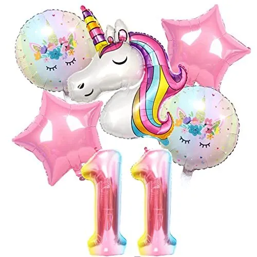 7Pcs arcobaleno numero palloncini unicorno Set 1 2 3 4 anni unicorno tema  festa di compleanno decorazione anniversario Globos giocattoli per bambini