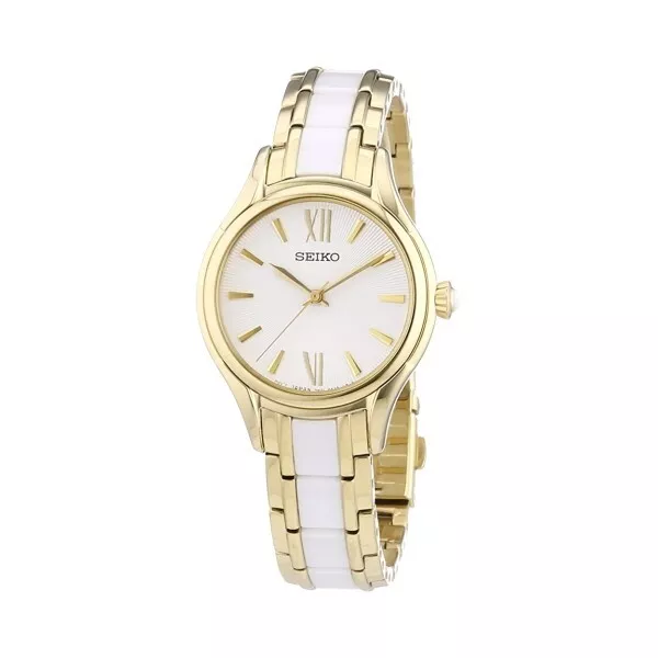 Orologio Seiko SRZ398P1 Donna Dorato Quadrante Champagne Cinturino Ceramica