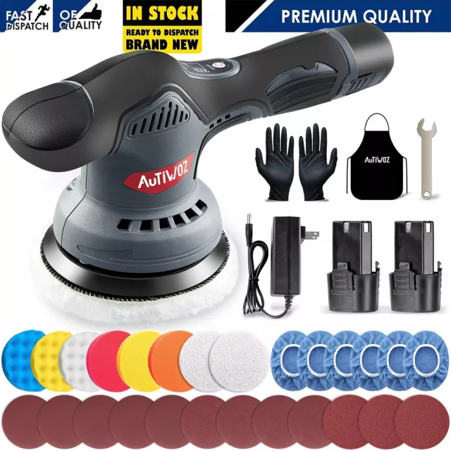 12V Dual Action Car Polisher Buffer Sander Cordless Polishing Machine 5" Pad Mop