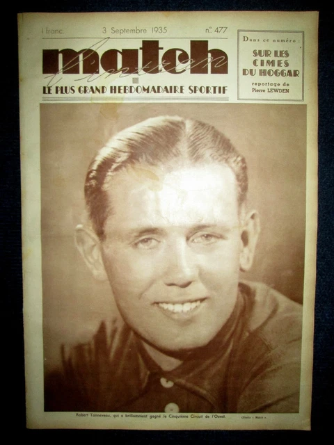Magazine Match 1935 – Roland Garros, Boxe Thil, Cyclisme Tour D'Italie, Le Grevès