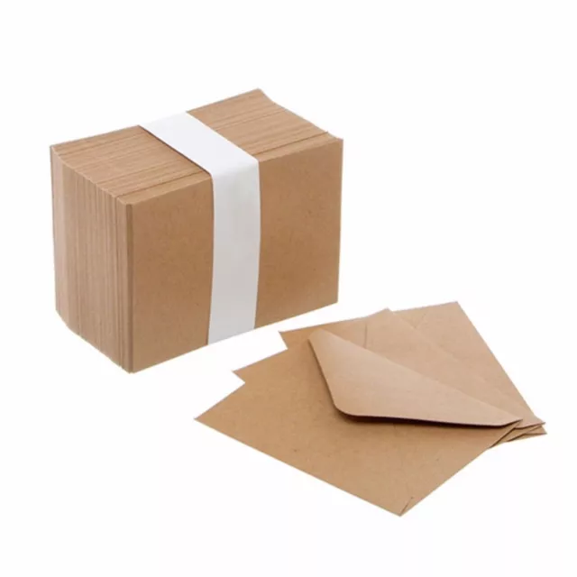 50 MINI KRAFT ENVELOPES small cards tags thank you wedding RSVP seeds 85 x 110mm