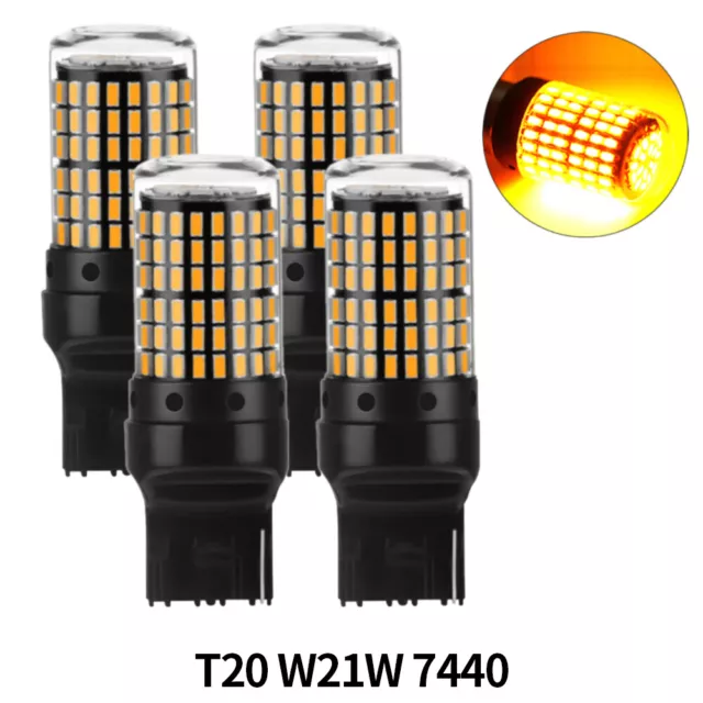 4pcs LED Bulbs 3014 144SMD W21W WY21W CanBus T20 7440 LED Turn Signal Light Lamp