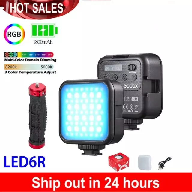 Godox LED6R RGB LED Video Light Pocket LITEMONS Lamp + 1/4'' handle holder