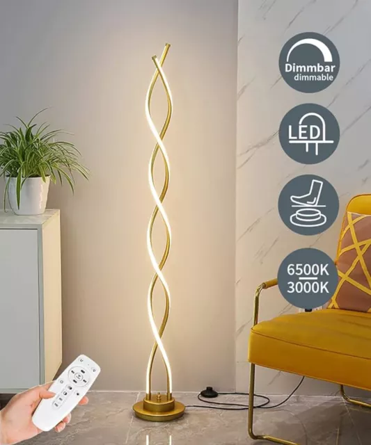 Aanyhoh LED Spiral Floor Lamp with Remote Control 30W Dimmable Standing Pole NEW 3
