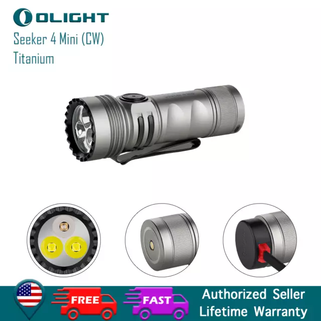 Olight Seeker 4 Mini Ti Titanium Rechargeable Flashlight with UV Light