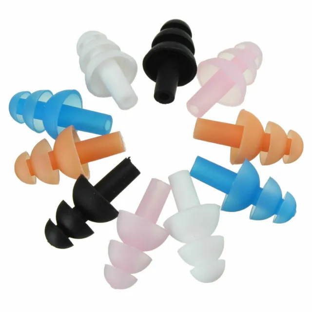 10 Pairs of Reusable Soft Silicone Earplugs Swimming Sleeping Noise Reduction