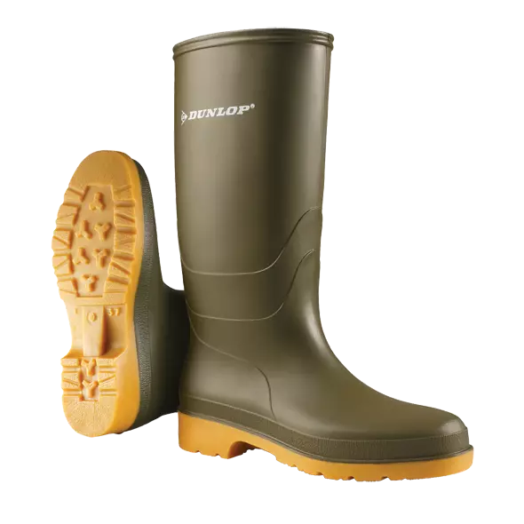 Kids Boys Girls Unisex Green Dunlop Wellies Rain Wellingtons Waterproof