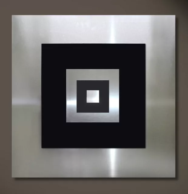 Original Abstracto Metal Cuadro 3D Moderno Salón XXL Negro Plata Ejemplar Único