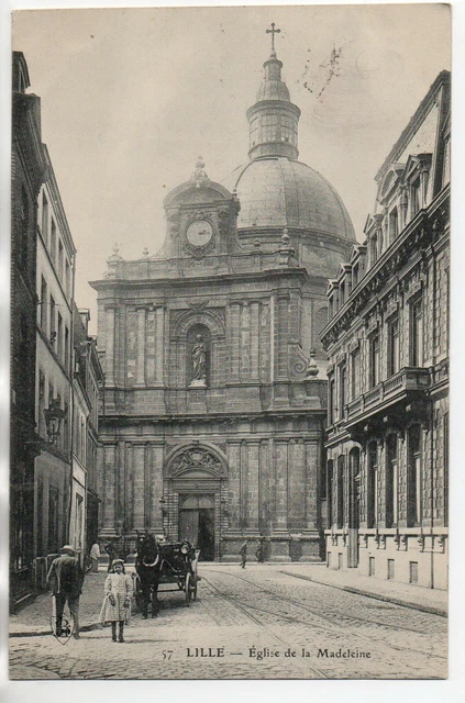 LILLE - Nord - CPA 59 - L' Eglise de La Madeleine - attelage