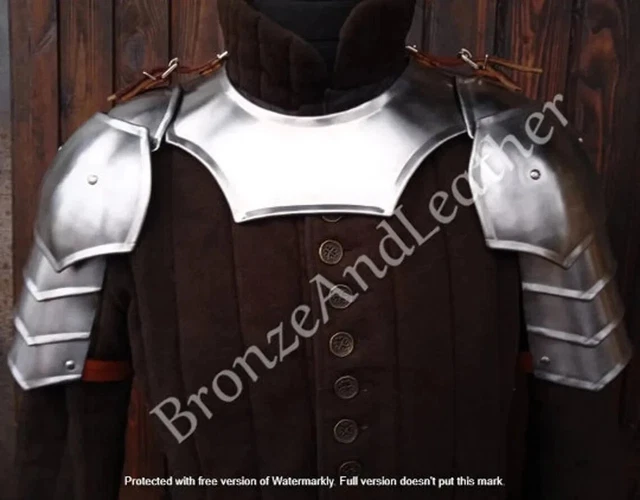 Set pair of pauldrons with gorget steel larp armor
