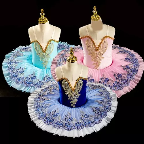 Kids Sequined Professional Ballet Tutu Dress Stage Wear Swan Ballerina Costumes