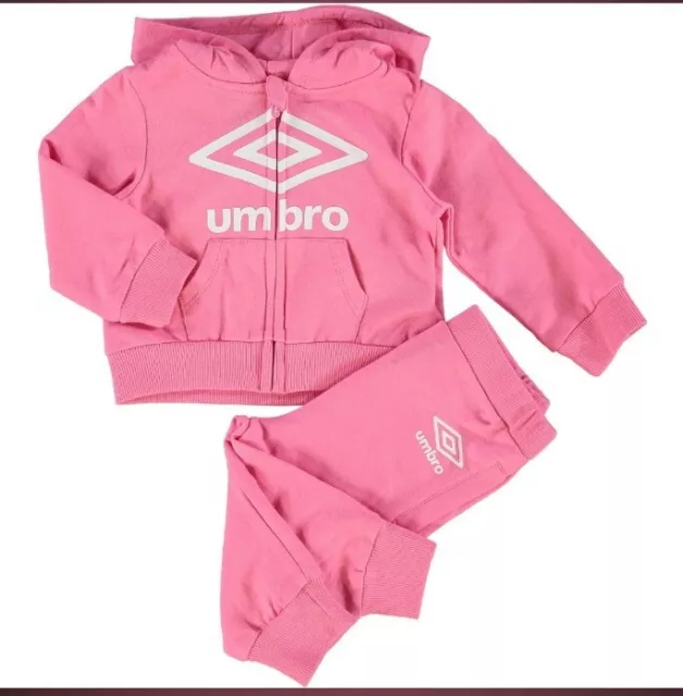 Umbro Baby Girl Pink Tracksuit with large white logo AGE 18/24  NEW WITH TAGS