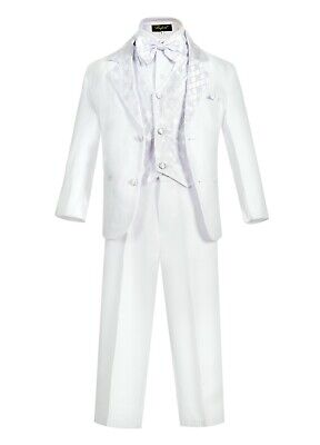 Todller Boys Tuxedo suit 5pc set coat,satin pattern vest,pant,shirt,Bow tie