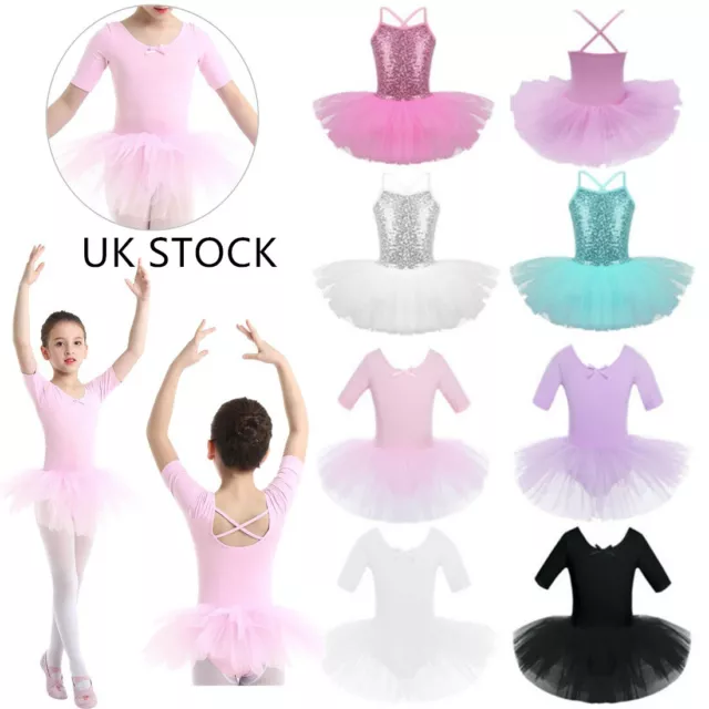 Girls Ballet Dress Gymnastics Leotard Tutu Costume Ballerina Swan Dance Wear