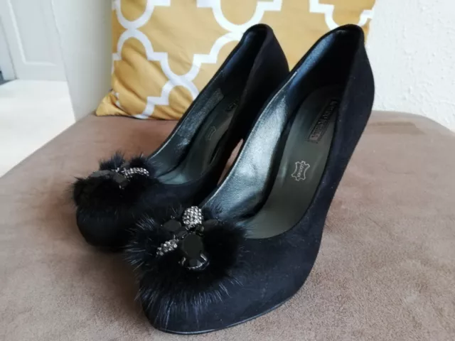 Roberto Botella cushioned heeled black suede court shoes Size 4D UK/37 EU