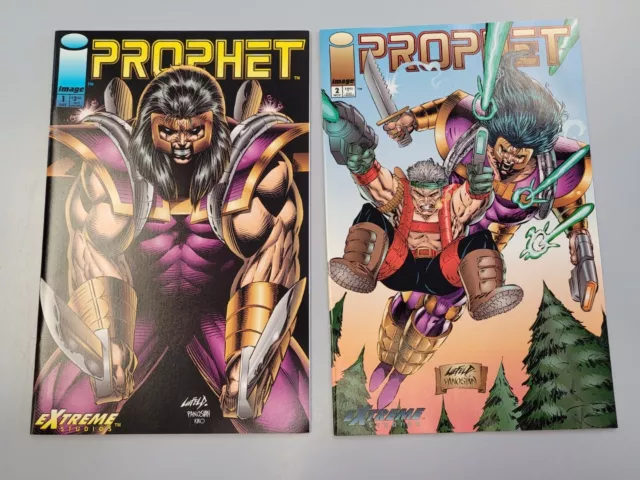 2 Comic Lot - Prophet #1 & #2  (1993,Image Comics) Rob Liefeld, Movie Coming