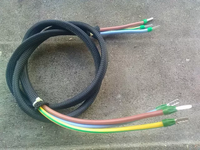 3 x 125cm : fil / cable d alimentation HO7-VK  6mm2 souple + embouts et gaine