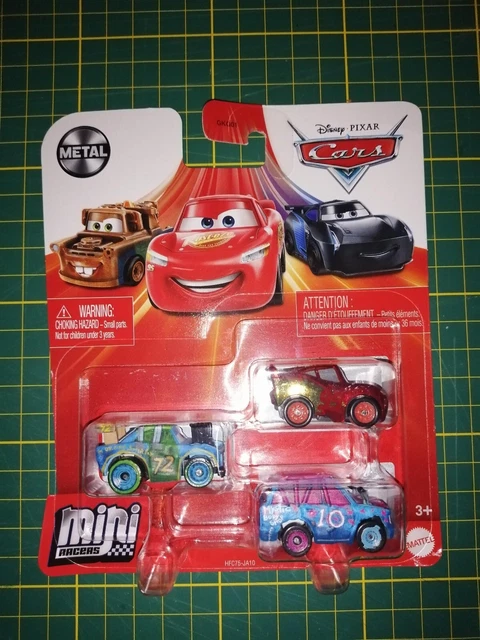Lot de 3 mini voitures cars racer Disney Pixar Mattel en metal neuf en blister