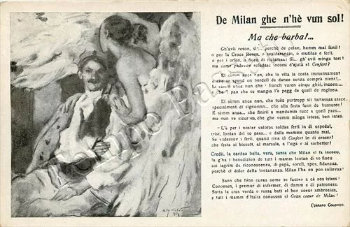 Prima guerra mondiale, Croce Rossa - Soldato milanese ferito / Versi di Colombo