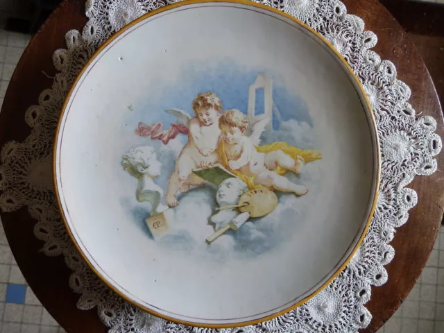 SUPERBE ANCIENNE ASSIETTE 19ème "Les ANGES" goût BOUCHER