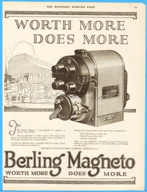 1919 Ericsson Mfg Co Buffalo NY Berling Magneto Antique Truck Automobile Ad