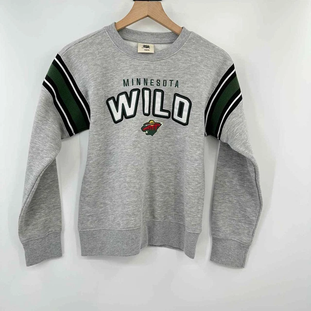 NHL Minnesota Wild Hockey Crewneck Sweatshirt Sz Youth Md 10/12 Gray Green
