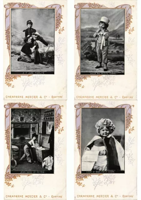 CHAMPAGNE MERCIER ADVERTISING Set of 12 CHILDREN Vintage Postcards (L2697)