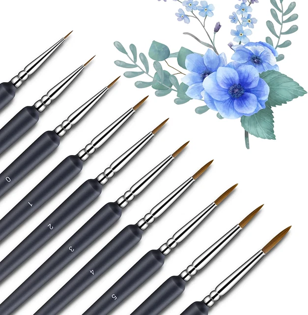 Pennelli per Dipingere Acquerello Acrilico 10 Pz,Pittura Set per Modellismo