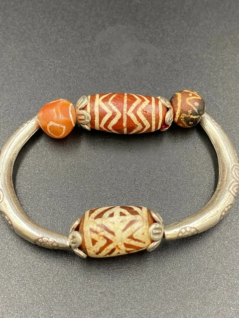 Antique Hand made silver Bracelet of Etch Carnelian Trible jewelry 2