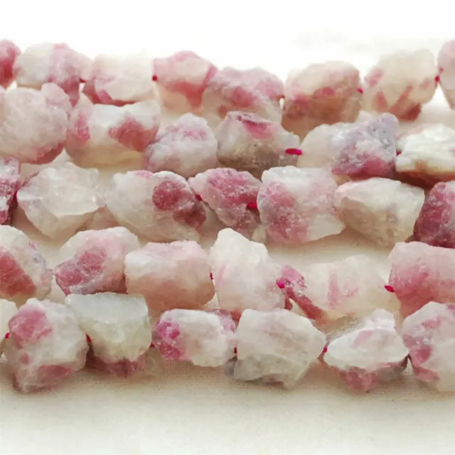 15" Raw Natural Pink Tourmaline Nugget Beads - 11mm - 13mm x 15mm - 18mm