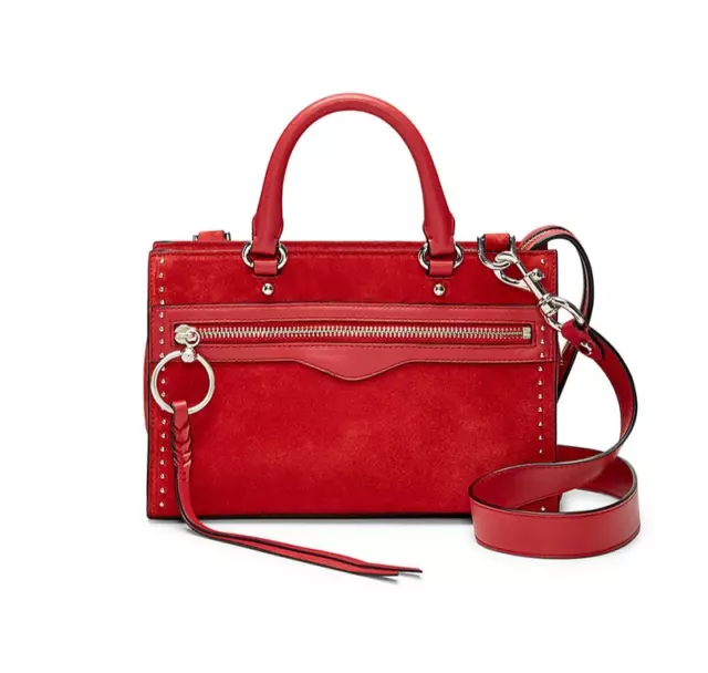 NWT REBECCA MINKOFF Red Suede Leather Crossbody/Top Handle Strap Bag $360 NEW