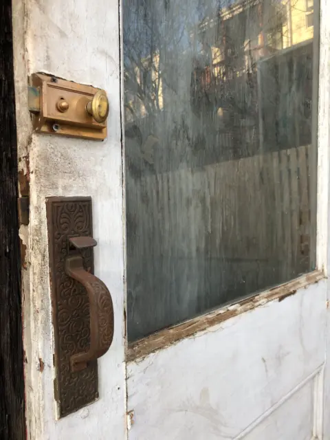 36x89" Antique Storefront Door with Original Eastlake Hardware, 2 1/8" thick 8