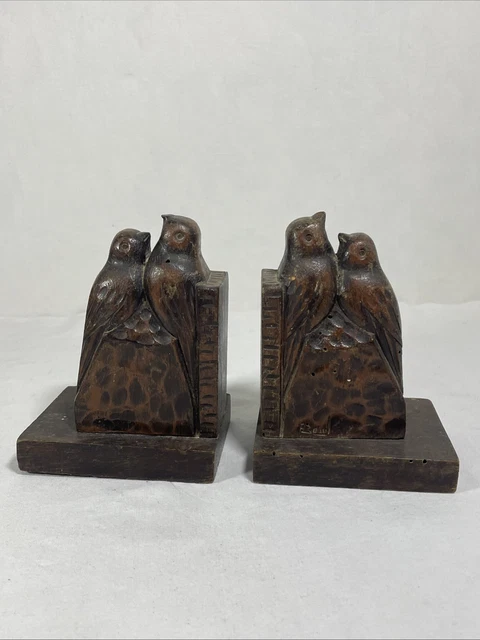 Paire de serre livres, art déco, cygnes dorés - Acolytes Antique