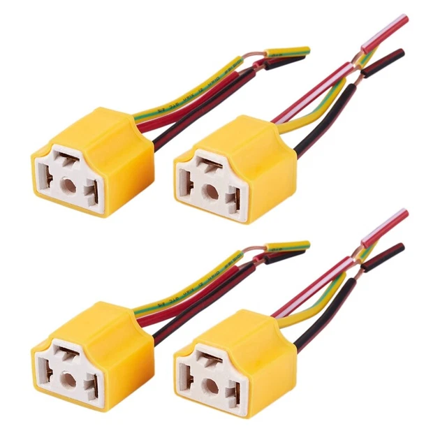 4 Pcs H4 9003 HB2 Female Ceramic Wire Harness Headlight Sockets Plug J9T3